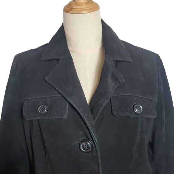 Denim & Co. Black Suede Shirt Jacket Shacket - Picture 2 of 8